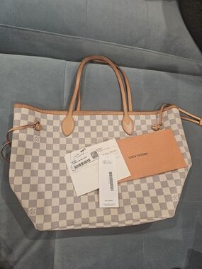 Louis Vuitton Damier Azur Canvas Tote with Vachetta Leather Trim
